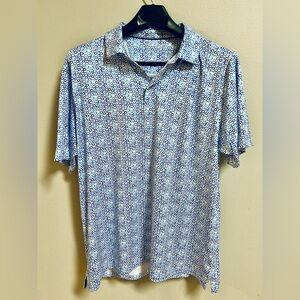 Michel Rouen Performance Polo XXL Blue Circle Print Golf Shirt